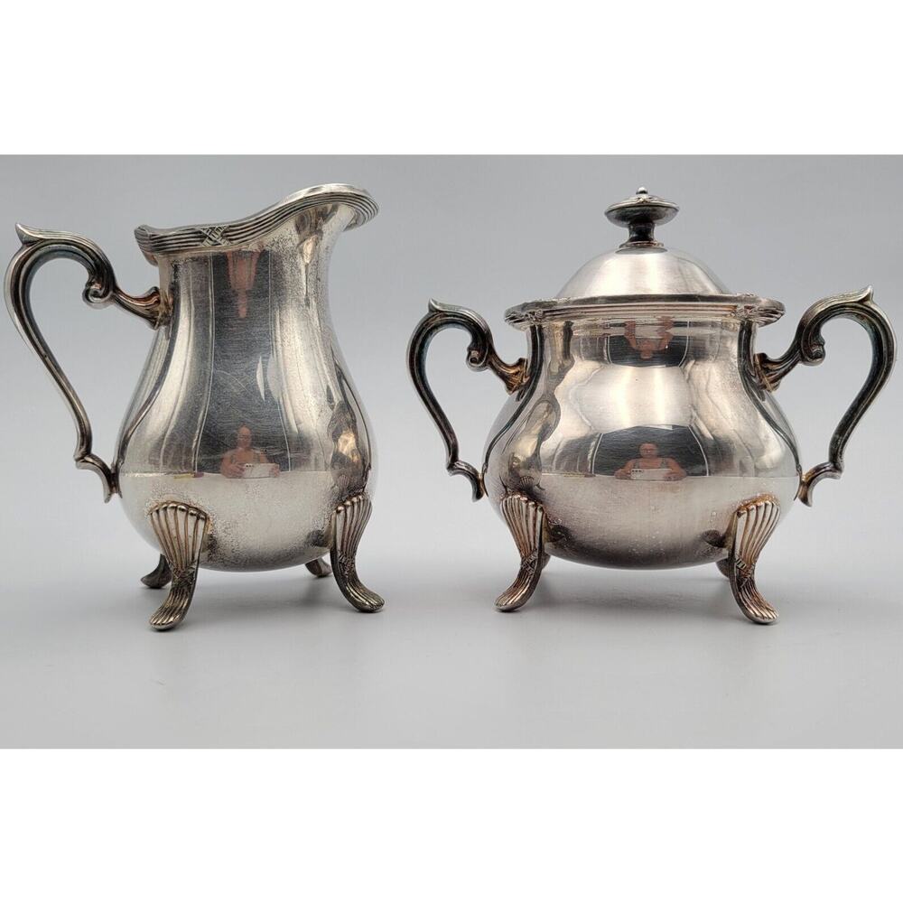 Vintage Towle Silverplate 2 Pc Creamer #2853 Sugar Bowl #2854 Set Rare